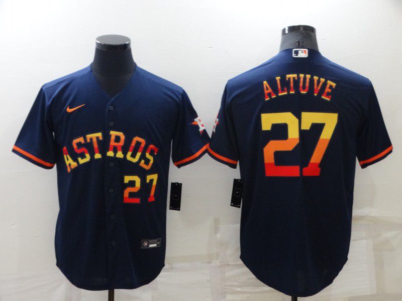 Men Houston Astros #27 Altuve Blue Rainbow Edition Game Nike 2022 MLB Jersey